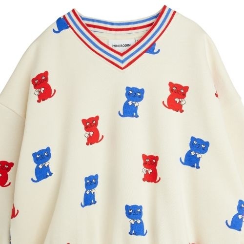 Mini Rodini kittens aop sweatshirt off-white-2