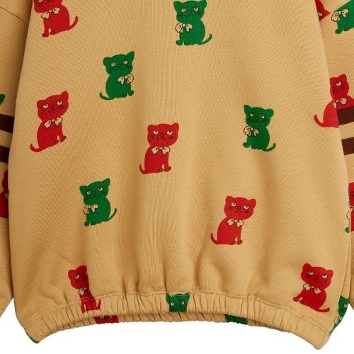 Mini Rodini kittens aop stripes sweatshirt beige-4