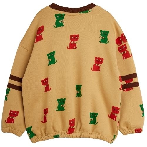 Mini Rodini kittens aop stripes sweatshirt beige-2