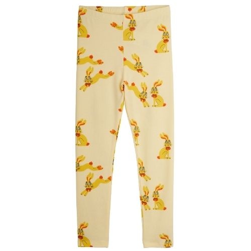 Mini Rodini rabbits aop leggings yellow-1
