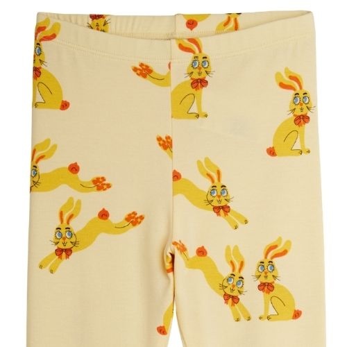 Mini Rodini rabbits aop leggings yellow-3