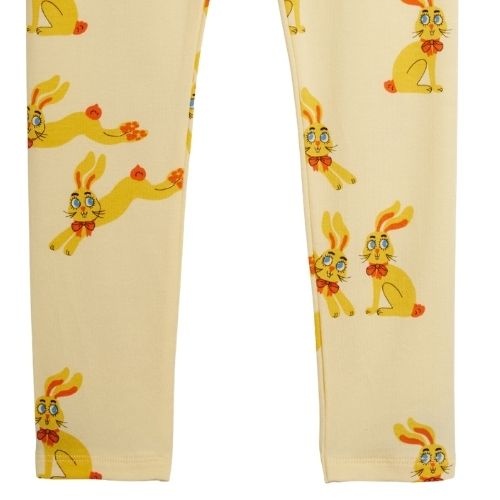 Mini Rodini rabbits aop leggings yellow-4