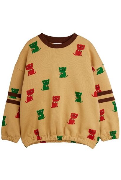 Mini Rodini kittens aop stripes sweatshirt beige