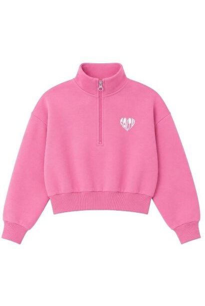 Salty Stitch sweater half zip pink