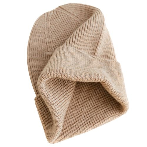 Hvid newborn beanie fonzie sand-8