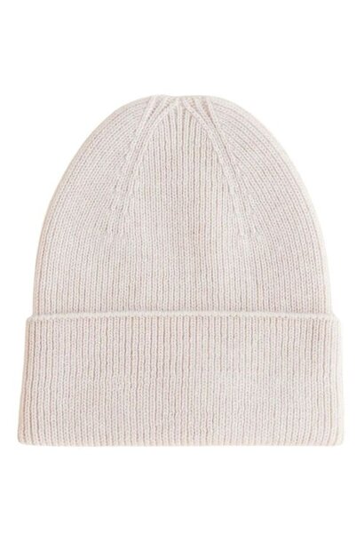 Hvid newborn beanie fonzie cream