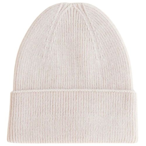 Hvid newborn beanie fonzie cream-1