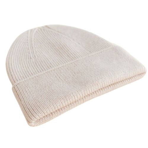 Hvid newborn beanie fonzie cream-5