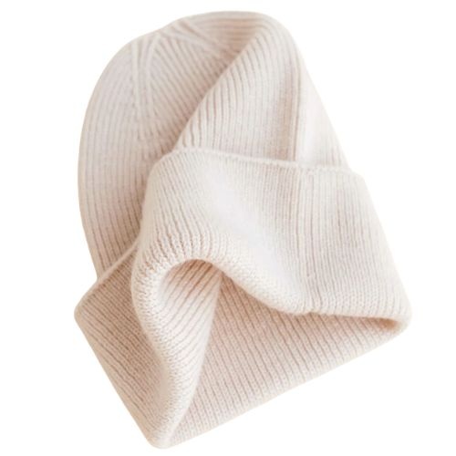 Hvid newborn beanie fonzie cream-4