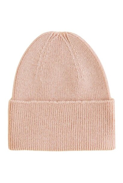 Hvid newborn beanie fonzie apricot