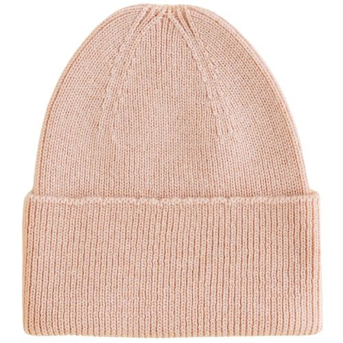 Hvid newborn beanie fonzie apricot-1