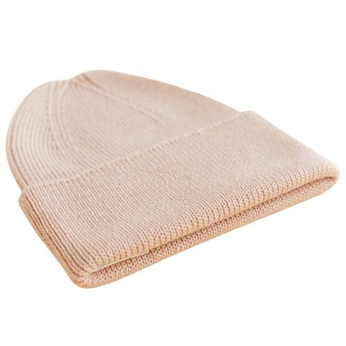 Hvid newborn beanie fonzie apricot-3