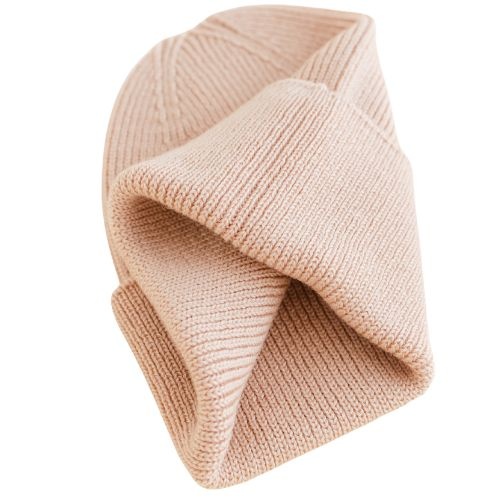 Hvid newborn beanie fonzie apricot-2