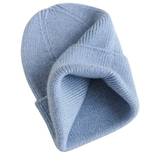 Hvid newborn beanie fonzie light blue-4