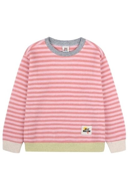 Jelly Mallow happy stripe color-block knit pink