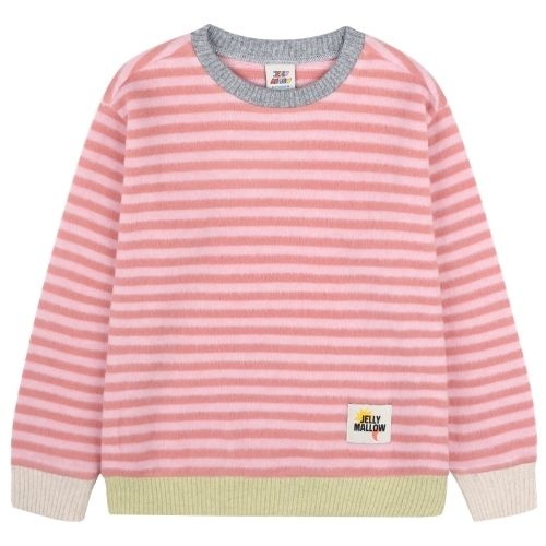 Jelly Mallow happy stripe color-block knit pink-1