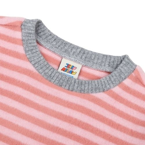 Jelly Mallow happy stripe color-block knit pink-3