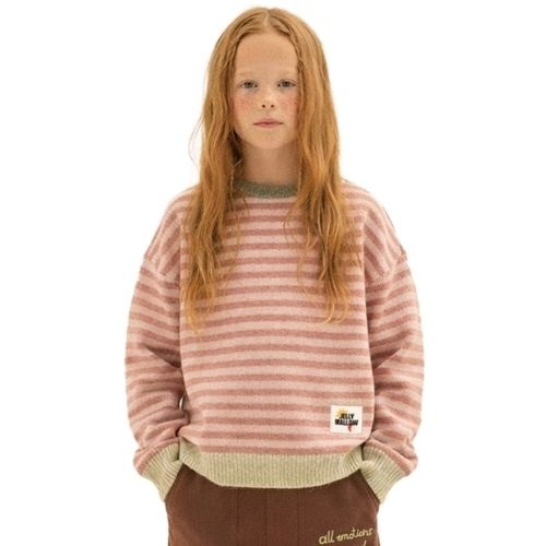 Jelly Mallow happy stripe color-block knit pink-2