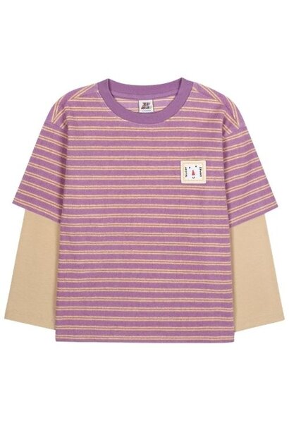 Jelly Mallow joyful stripe layered t-shirt purple