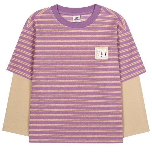 Jelly Mallow joyful stripe layered t-shirt purple-1