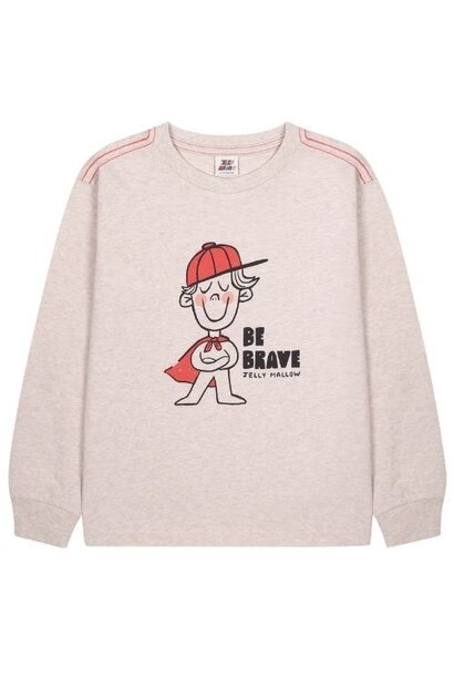 Jelly Mallow be brave chain long-sleeve t-shirt oatmeal