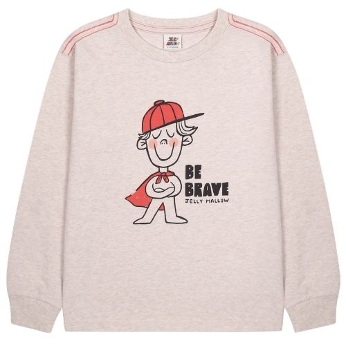 Jelly Mallow be brave chain long-sleeve t-shirt oatmeal-1