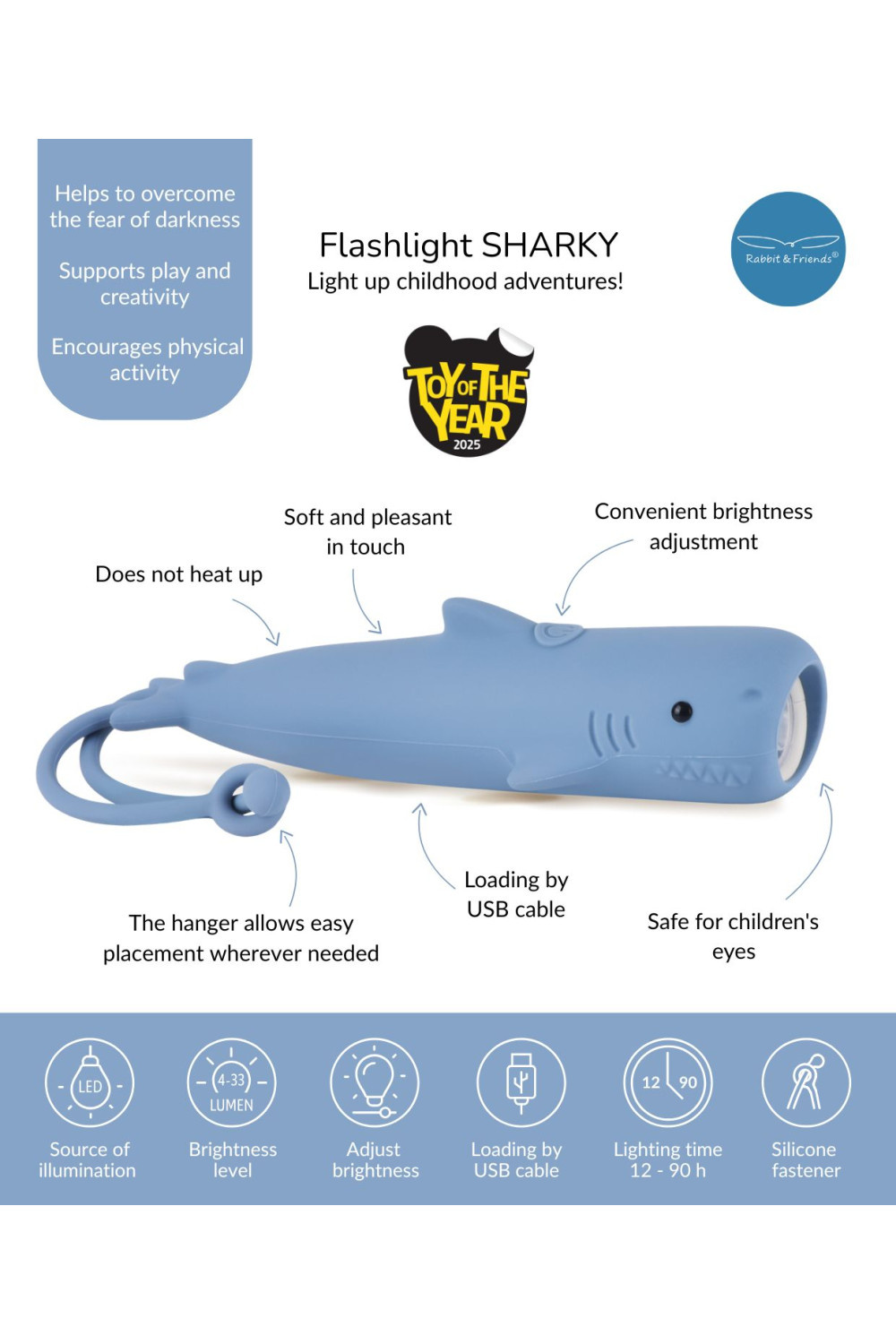 Rabbit & Friends sharky silicone flashlight | zaklamp-7