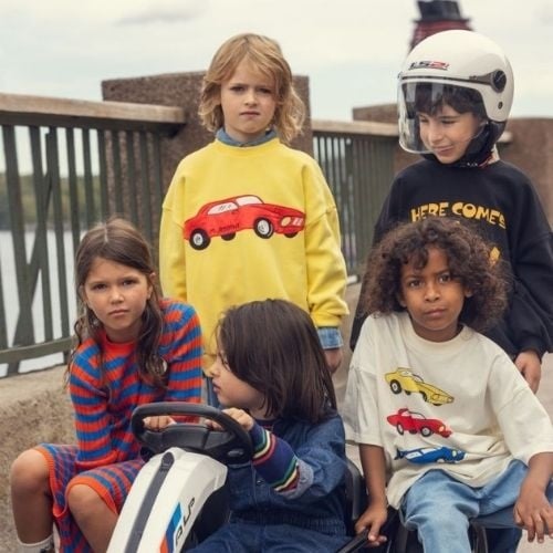 Mini Rodini car application sweatshirt yellow-2