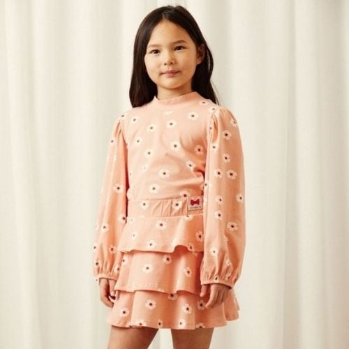 Mini Rodini flowers aop balloon sleeve top pink-3