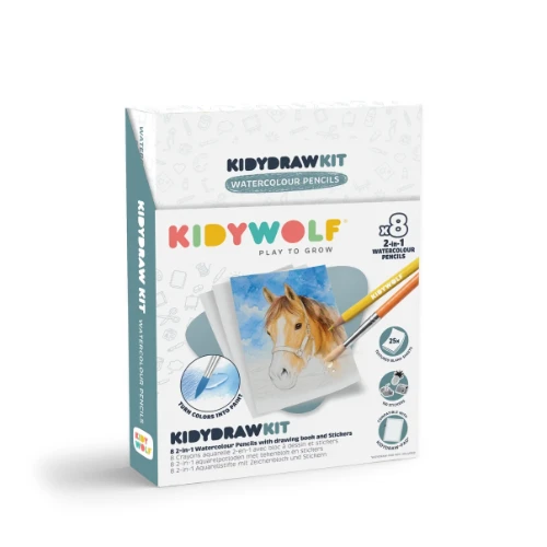 Kidywolf kidydraw kit 8x '2-in-1 watercolour pencils'-1