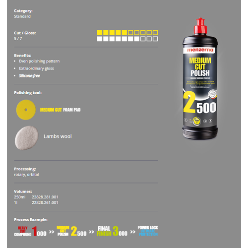 Menzerna Car Polish Medium Cut 2500 ,250 ml van Mernzerna