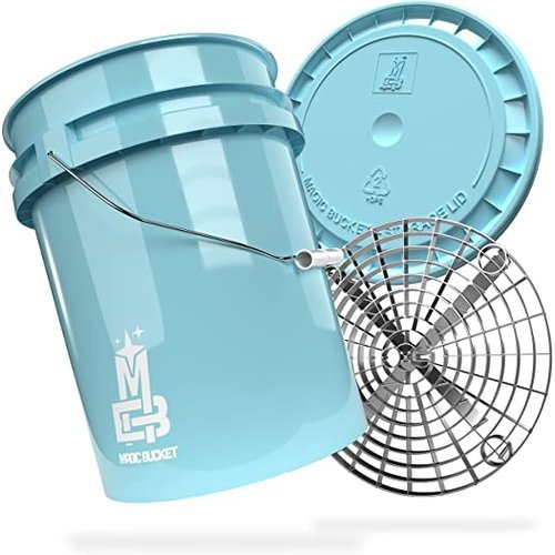 Magic Bucket Magic Bucket 5 Gal 19 ltr wasemmer met grit en deksel! Geschikt voor alle grit guard accessoires Lichtblauw