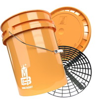 Magic Bucket 5 Gal 19 ltr wasemmer met grit en deksel! Geschikt voor alle grit guard accessoires Oranje