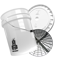 Magic Bucket 5 Gal 19 ltr wasemmer met grit en deksel! Geschikt voor alle grit guard accessoires   Wit