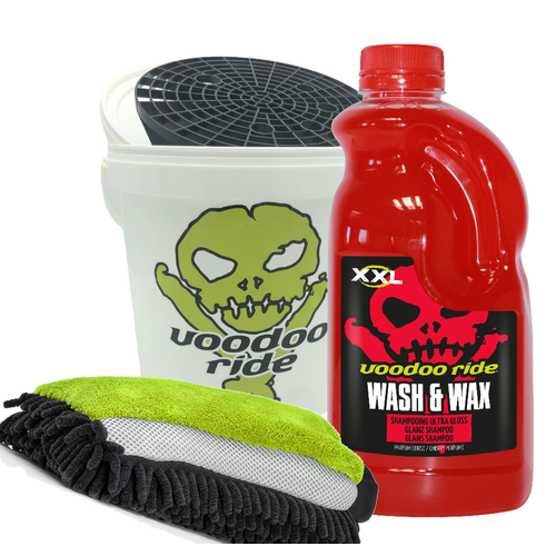 VooDoo Ride VooDoo Ride Wash en Wax pakket bestaande uit; 1 Emmer 10 Ltr met grit en deksel, 1 x Wash & Wax XXL 2 ltr, 1 x Washmitt driezijdig gebruik. VooDoo Ride VooDoo Ride Wash en Wax pakket bestaande uit; 1 Emmer 10 Ltr met grit en deksel, 1 x Wash & Wax XXL 2 ltr, 1 x Washmitt driezijdig gebruik.