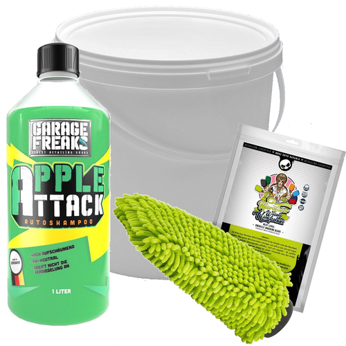 Garage Freaks Voordeel autoshampoo set bestaande uit; 1000 ml GarageFreaks shampoo, Emmer met deksel 10 ltr, WashMitt