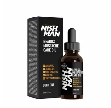 Nish Man Baardolie met Argan- en Jojoba-olie GOLD ONE - 30 ml