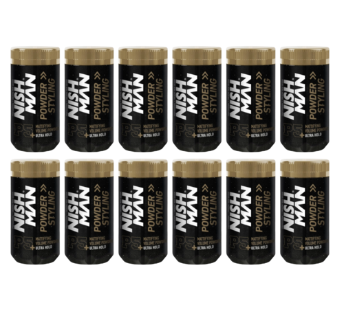 Nish Man P5 Mattifying Volume Powder ULTRA HOLD -  20 Gr. - 12 Stuks