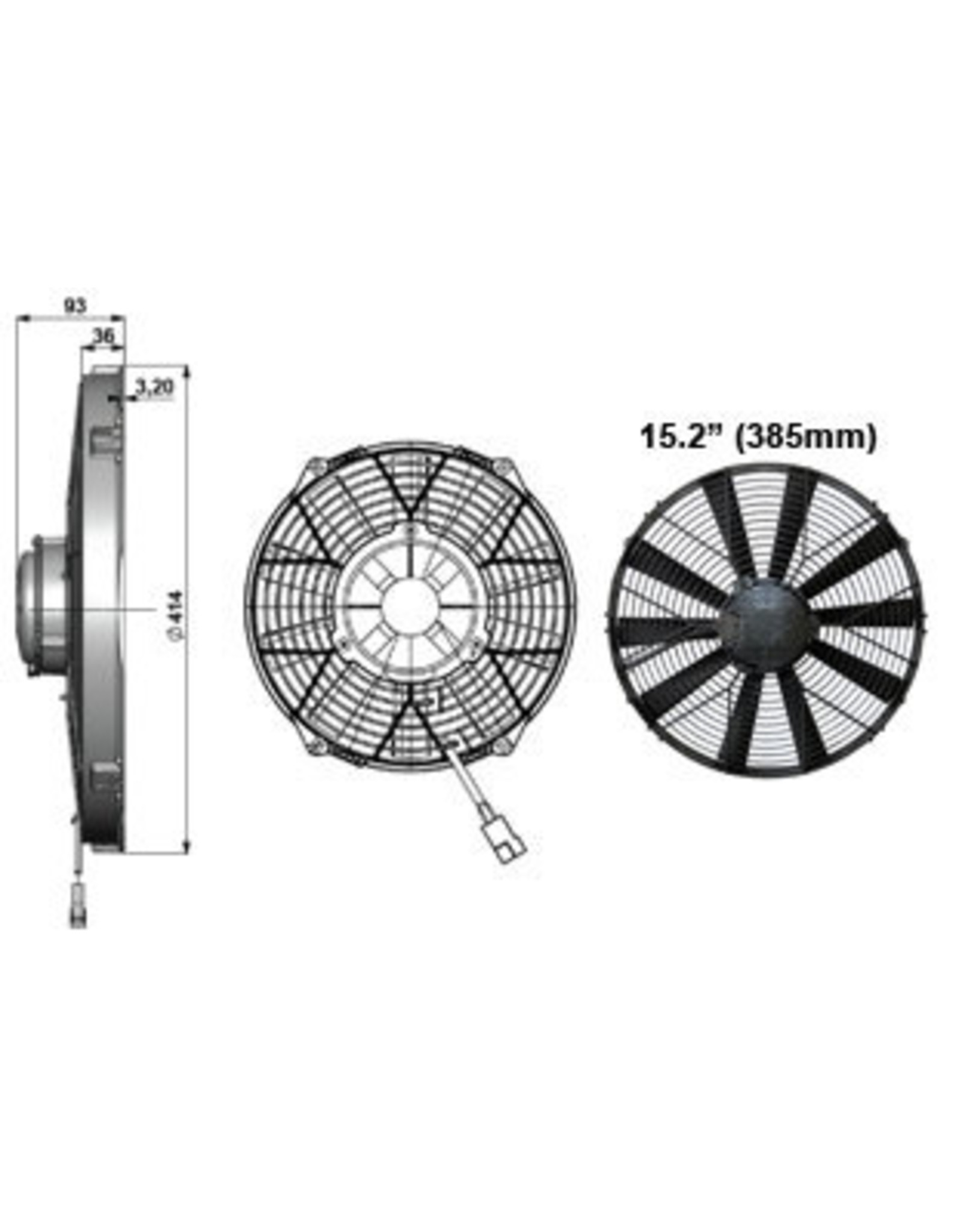 Comex 15,2" Blazend ventilator voor uw klassieke auto. - Very High Power Fan