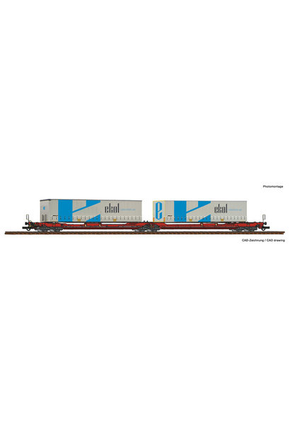 77386 Dubbele containerwagen T3000e + Ekol wissellaadbakken