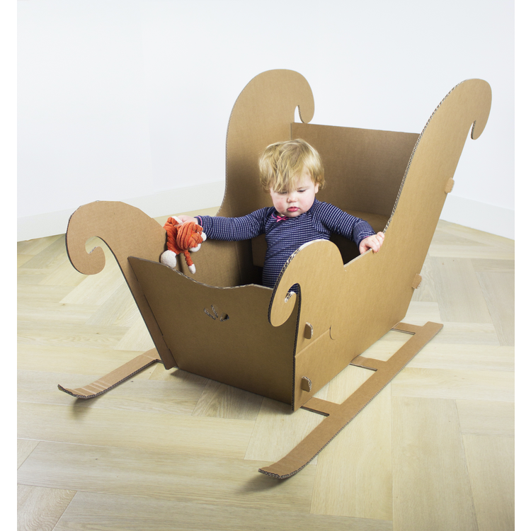 Cardboard Sleigh Sustainable Christmas Toy for Children KarTent