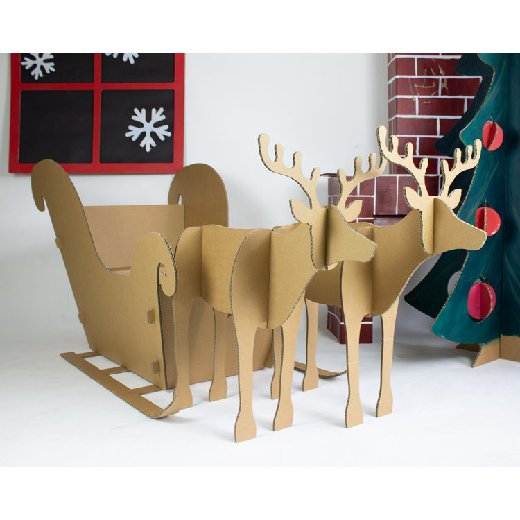 Cardboard Sleigh Sustainable Christmas Toy for Children KarTent