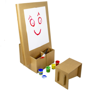 KarTent NL Cardboard Kids Painting Easel with Stool