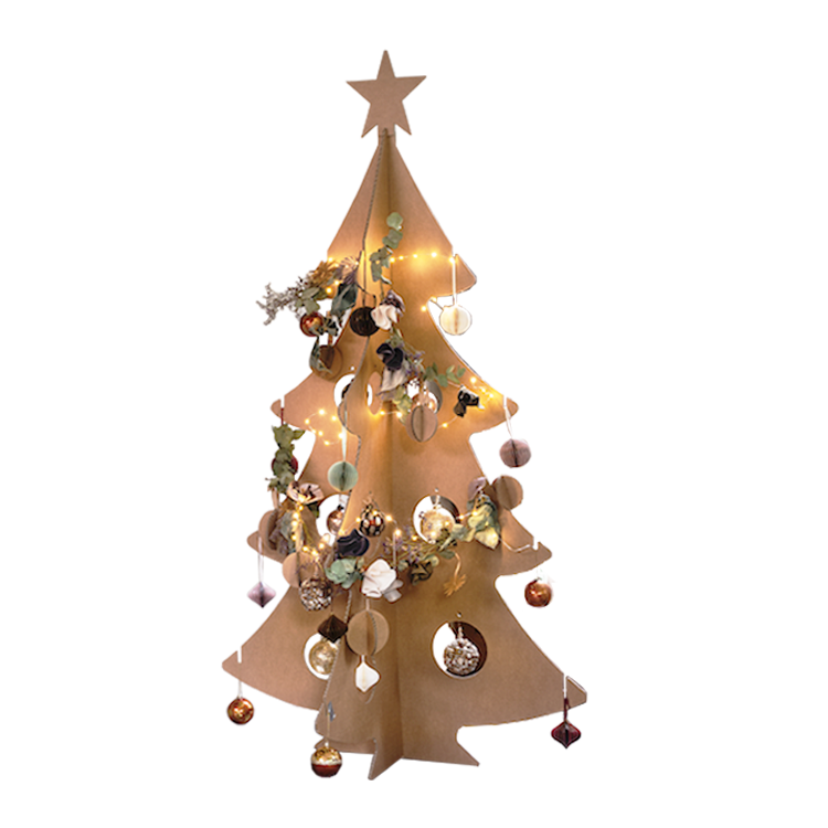 Kerstboom met kerstballen van karton | Allergie-vrije - KarTent webshop
