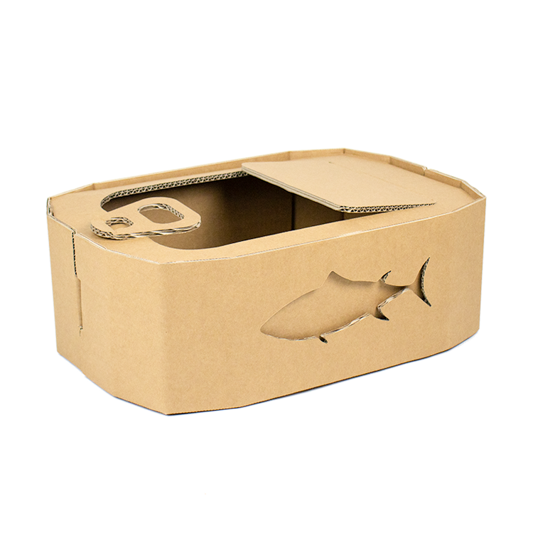 KarTent Cardboard Cat Basket sardines Can