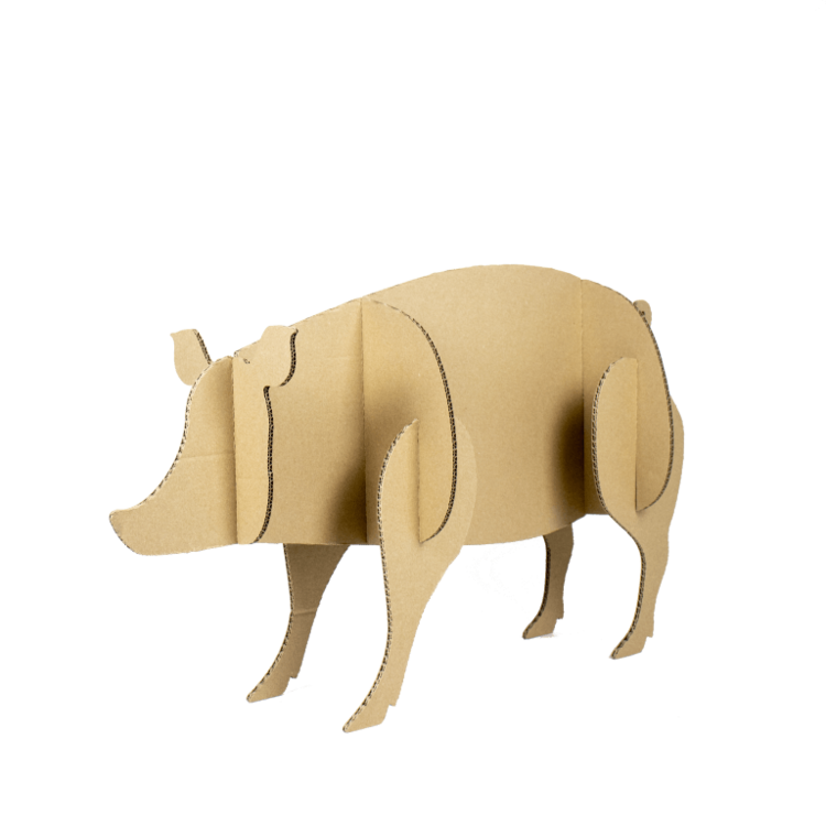 Cardboard 3D Pig Farm animals made of cardboard KarTent