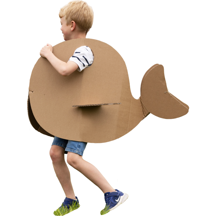 Champagne Staan voor Raffinaderij Cardboard whale costume | Sea animal costumes - KarTent webshop