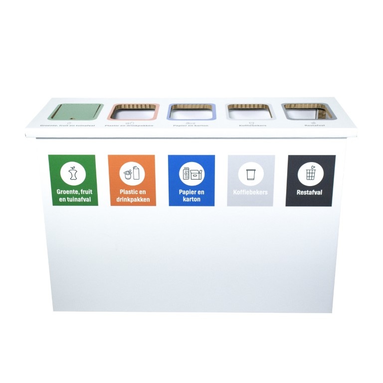 Cardboard eco bin five compartments separate waste KarTent