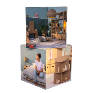 KarTent Cardboard printed stacking cube custom (closed top and bottom)