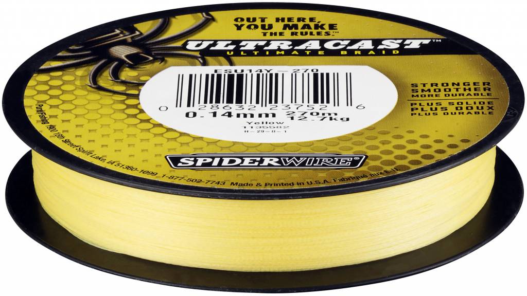 SpiderWire SpiderWire UltraCast Hi-Vis Yellow Gevlochten Visdraad